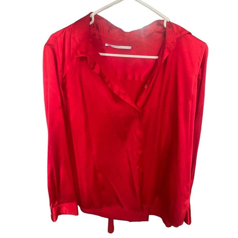 Rosetta Getty Silk Red Button down Blouse